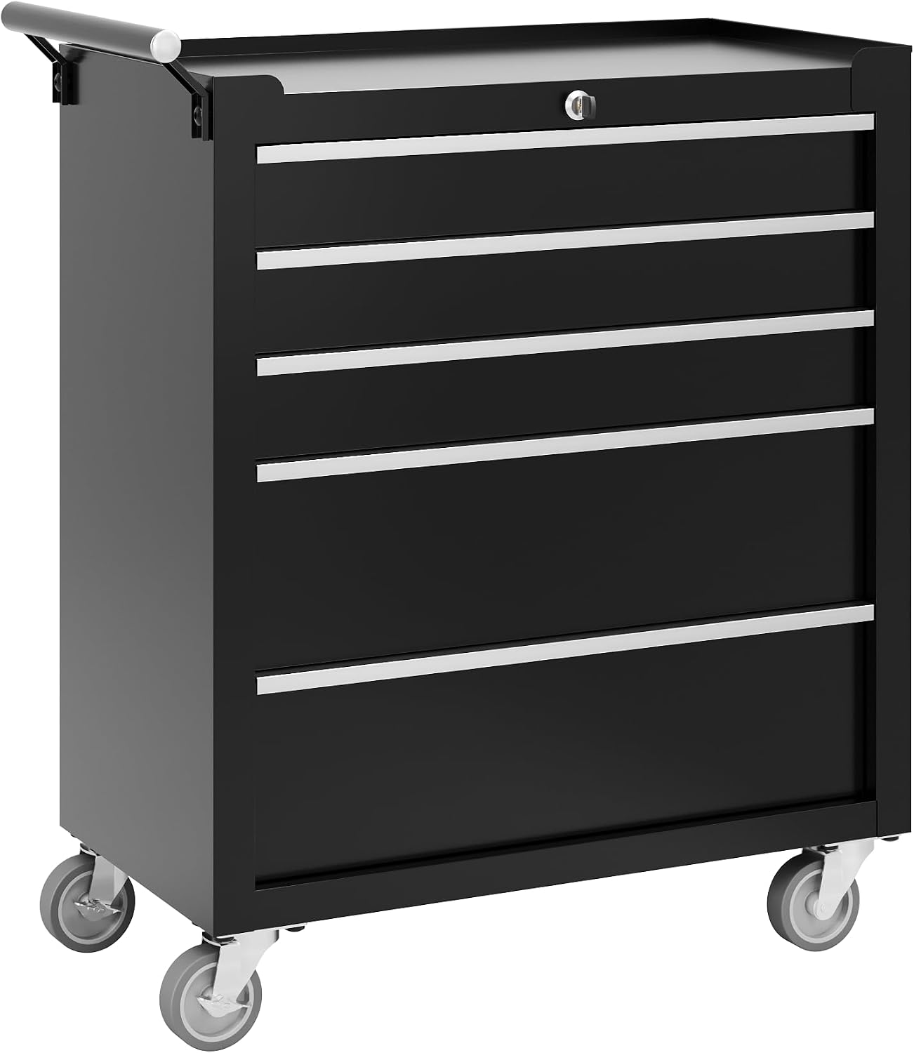 Rolling 5 Drawer Black Lockable Tool Chest