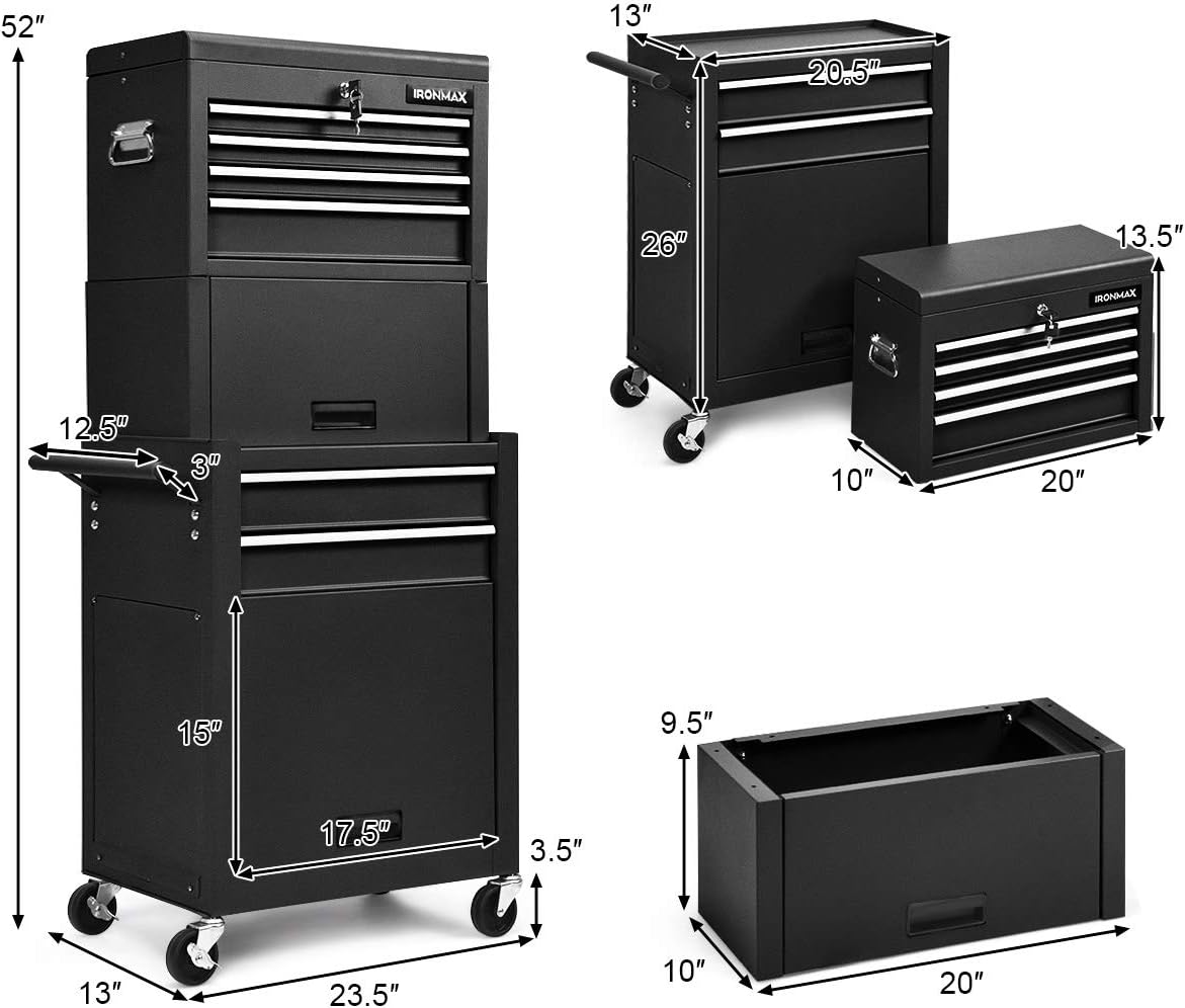 3-in-1 Rolling 6 Drawer Tool Chest