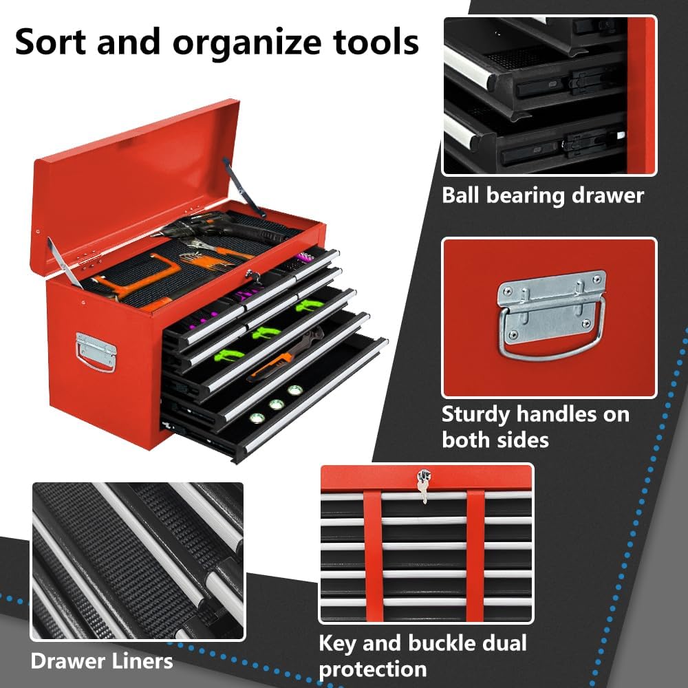 Black Red Rolling 13 Drawer Tool Chest