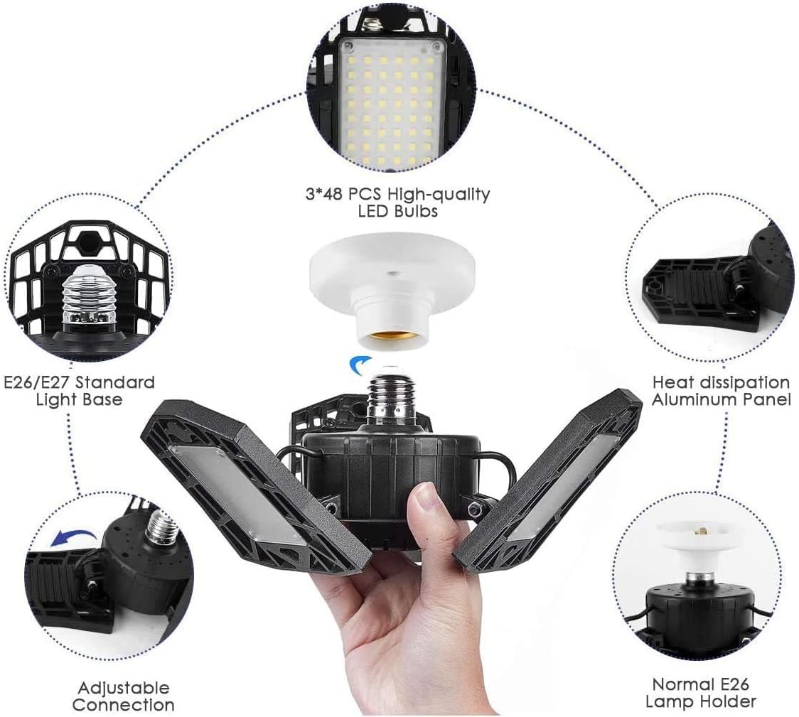 2-Pack Three Leaf LED Garage Lights