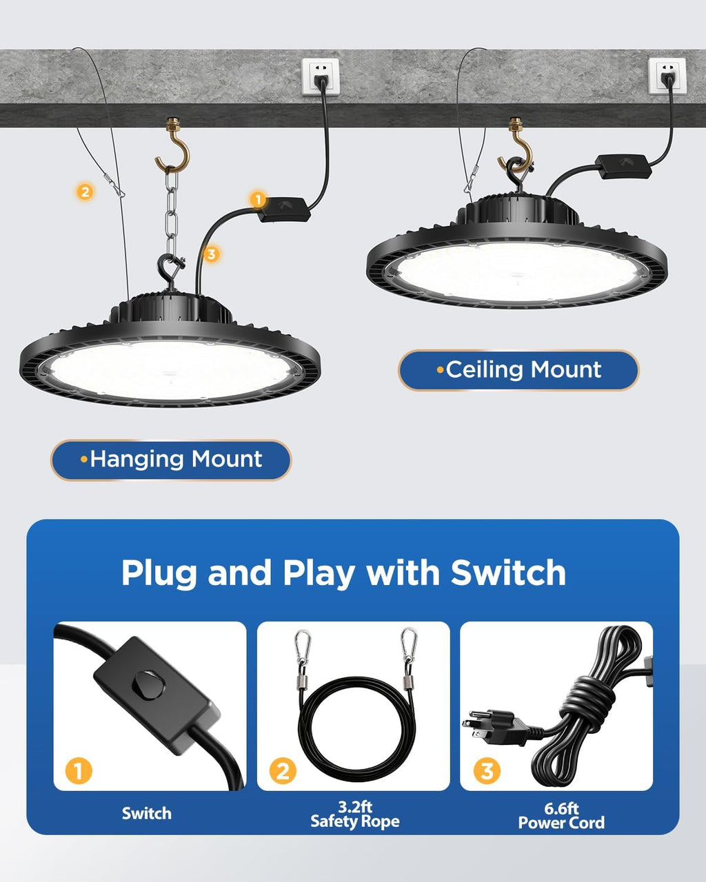 4-Pack Switch UFO LED High Bay Lights