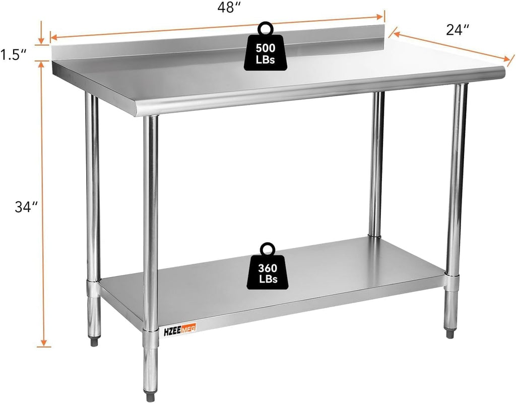 24×48 Inch Stainless Steel Prep Work Table