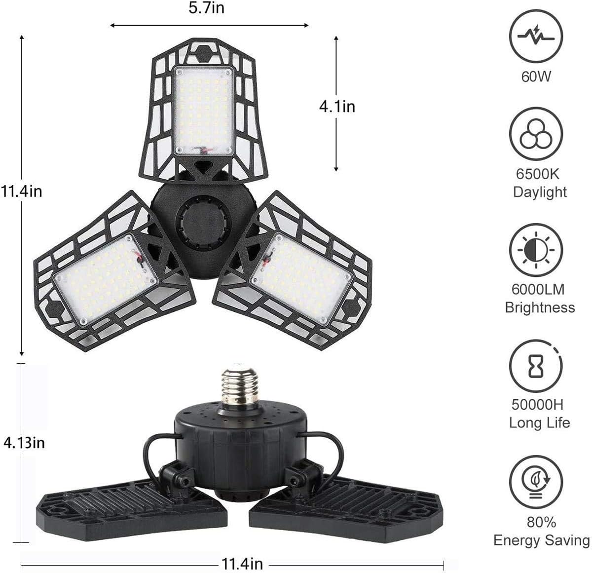 2-Pack Three Leaf LED Garage Lights