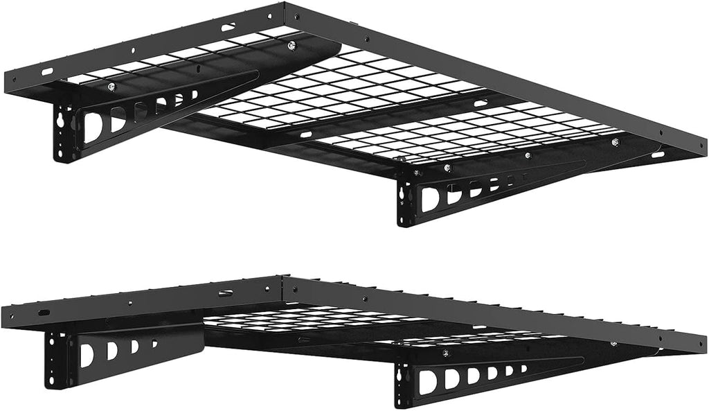 2 Pack Black Heavy Duty Steel Garage Wall Storage Shelves