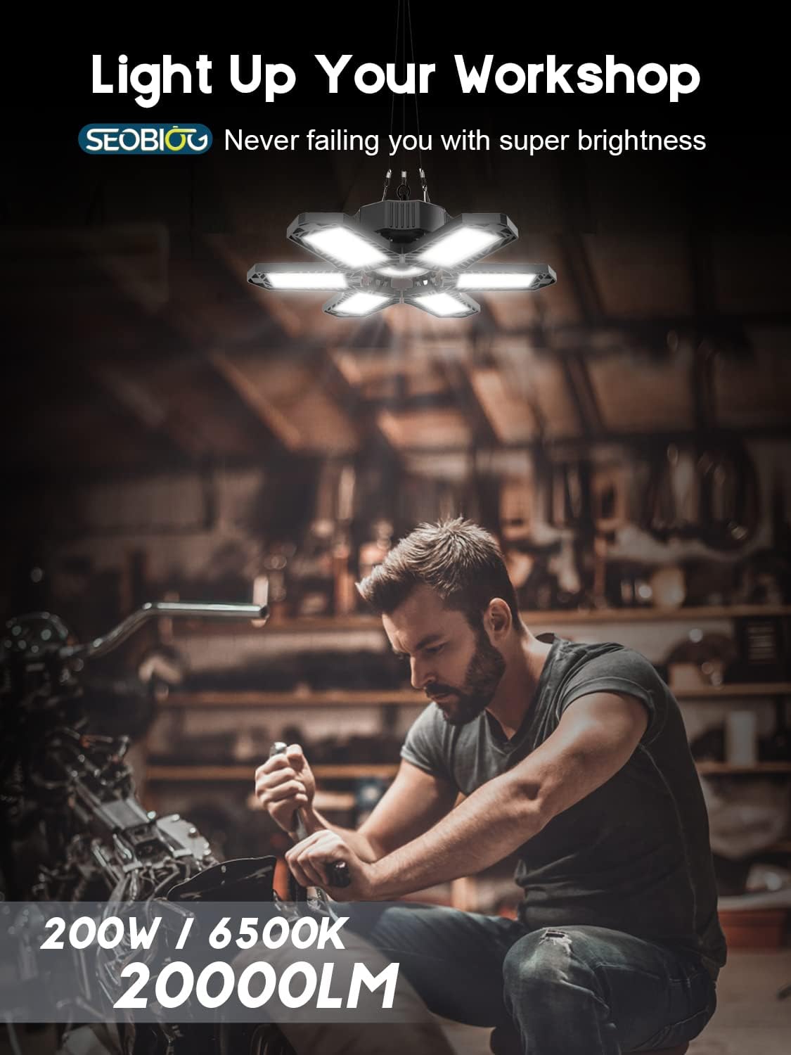 2-Pack Linkable Deformable LED Garage Lights