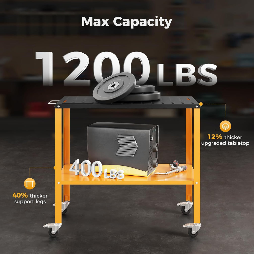 36×18 Inch Mobile Welding Workbench 1200LBS Capacity