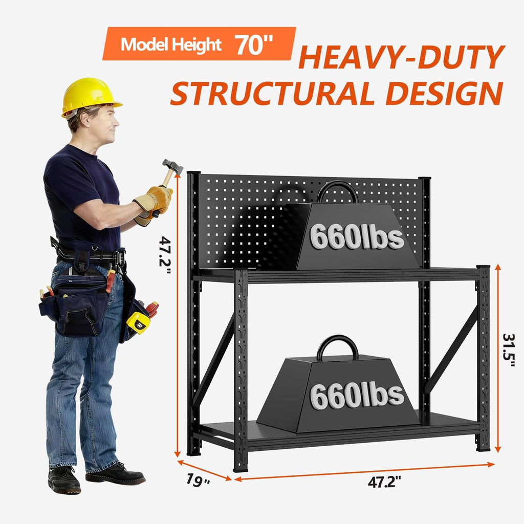 Widened Heavy Duty Pegboard Workbench