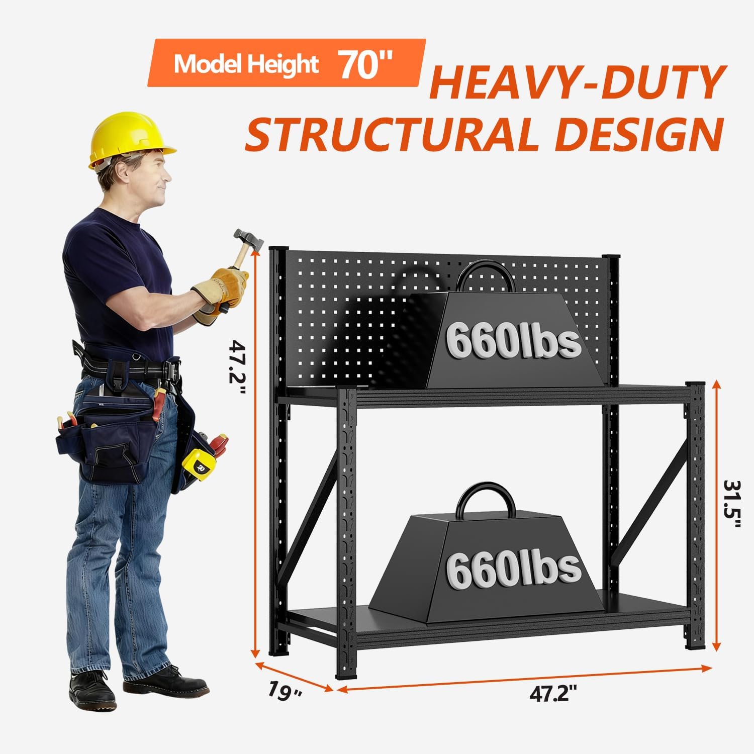 Widened Heavy Duty Pegboard Workbench