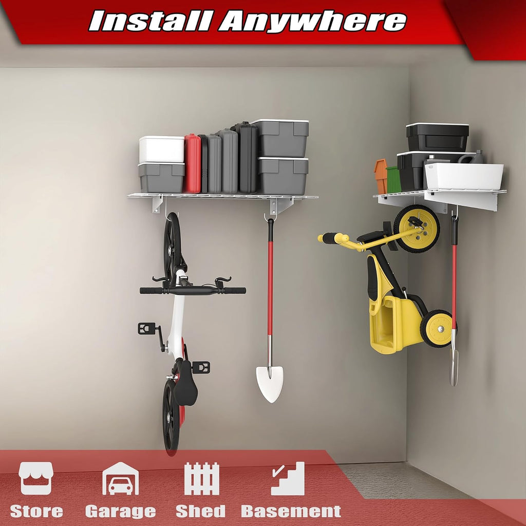 2 Pack White Heavy Duty Wall Mount Garage Floating Shelves