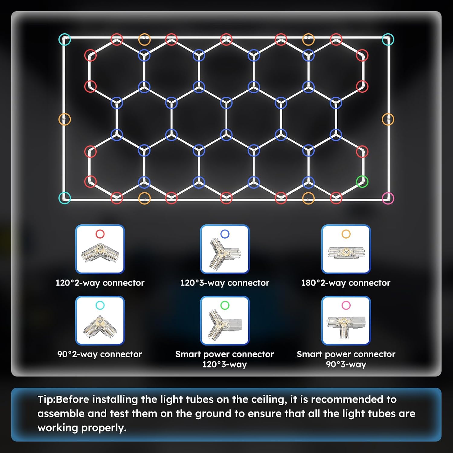 14 Grid Hexagon Honeycomb LED Garage Light