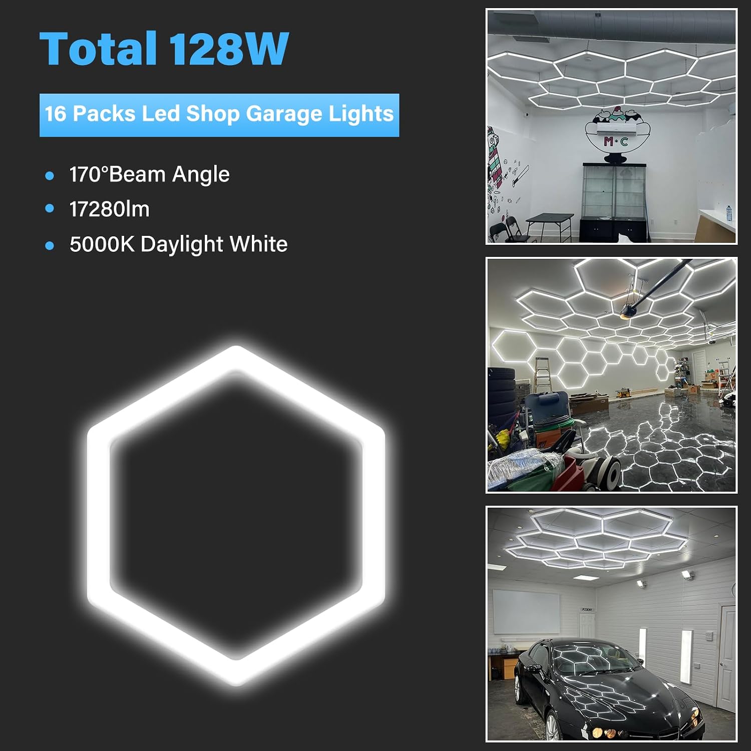 Dimmable Hexagon LED Garage Light