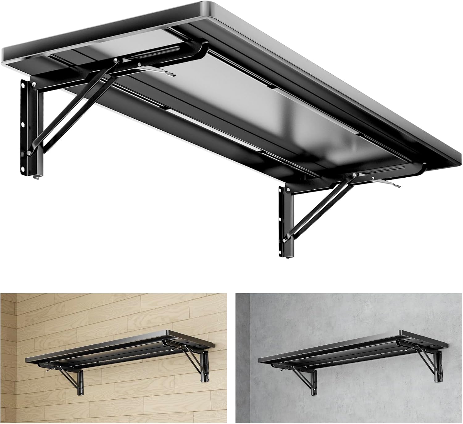 Black Foldable Wall Mount Garage Storage Shelf