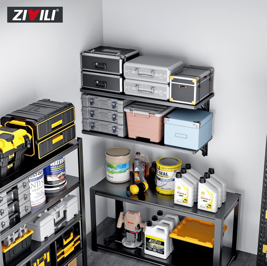 Black Foldable Wall Mount Garage Storage Shelf