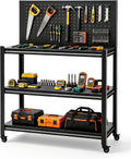Adjustable Height Rolling Pegboard Workbench
