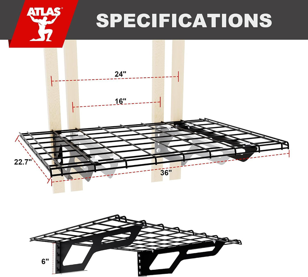 2pc Hammertone Garage Wall Storage Shelves