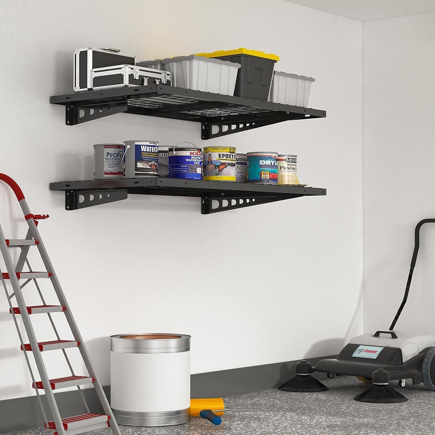 2 Pack Black Heavy Duty Steel Garage Wall Storage Shelves