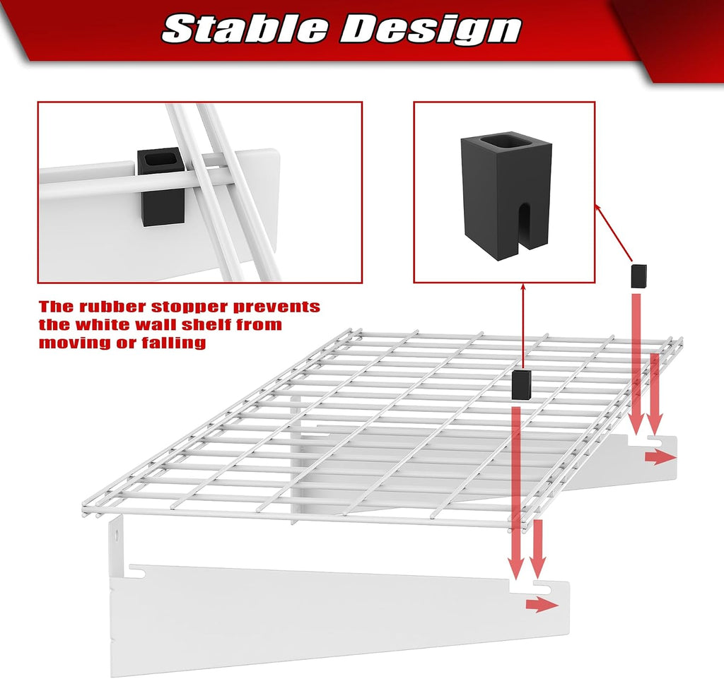 2 Pack White Heavy Duty Wall Mount Garage Floating Shelves