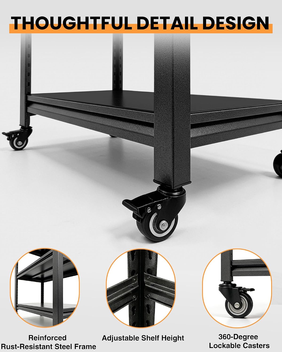 Adjustable Height Rolling Pegboard Workbench