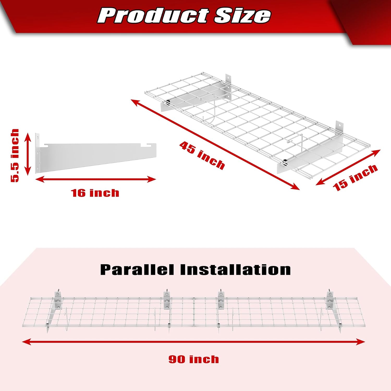 2 Pack White Heavy Duty Wall Mount Garage Floating Shelves