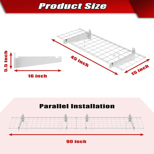 2 Pack White Heavy Duty Wall Mount Garage Floating Shelves