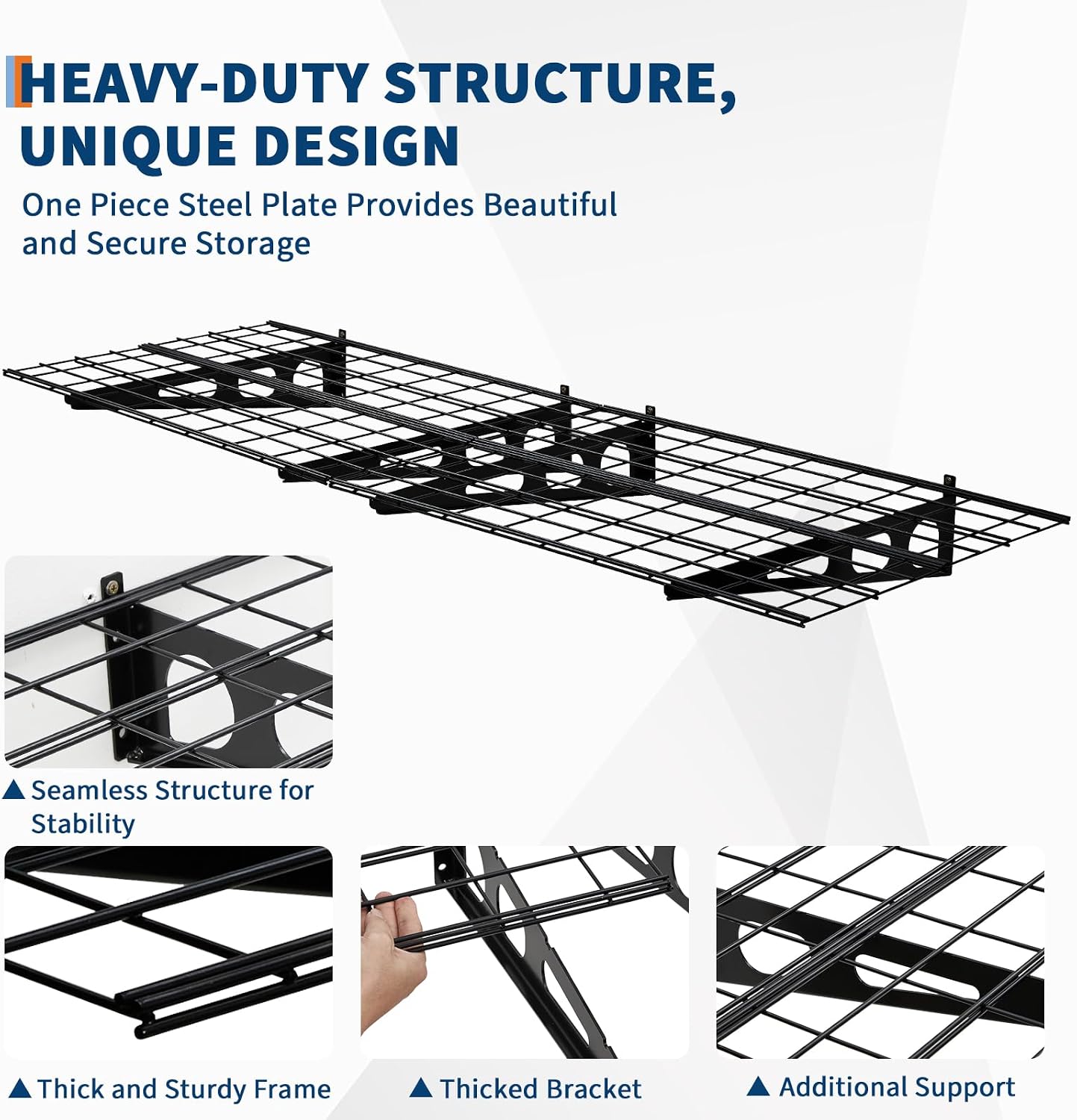 2pc Black Garage Wall Floating Storage Shelves