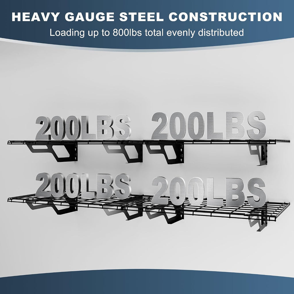 2pc Hammertone Garage Wall Storage Shelves