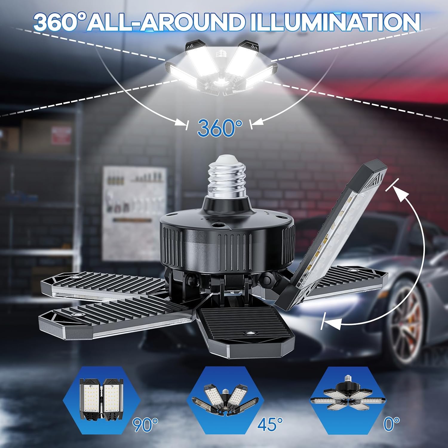 4-Pack Adjustable Panel LED Garage Lights