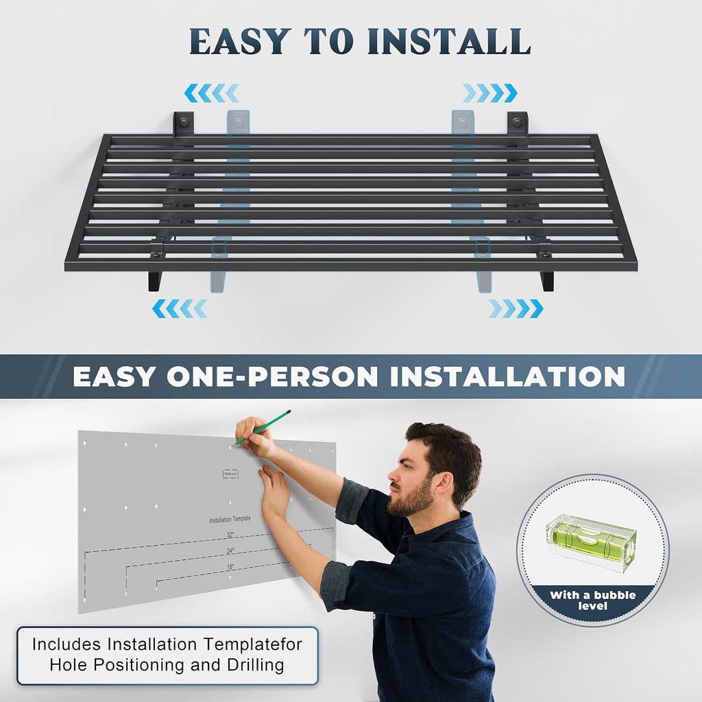 4pc Garage Wall Shelves with Hooks