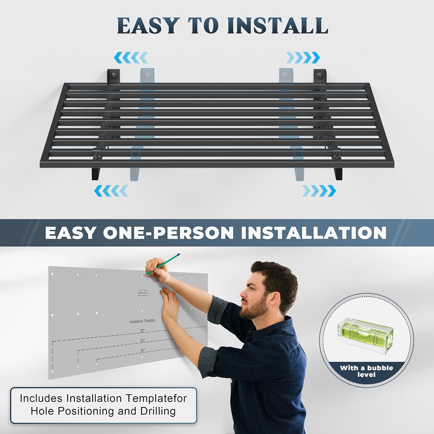4pc Garage Wall Shelves with Hooks