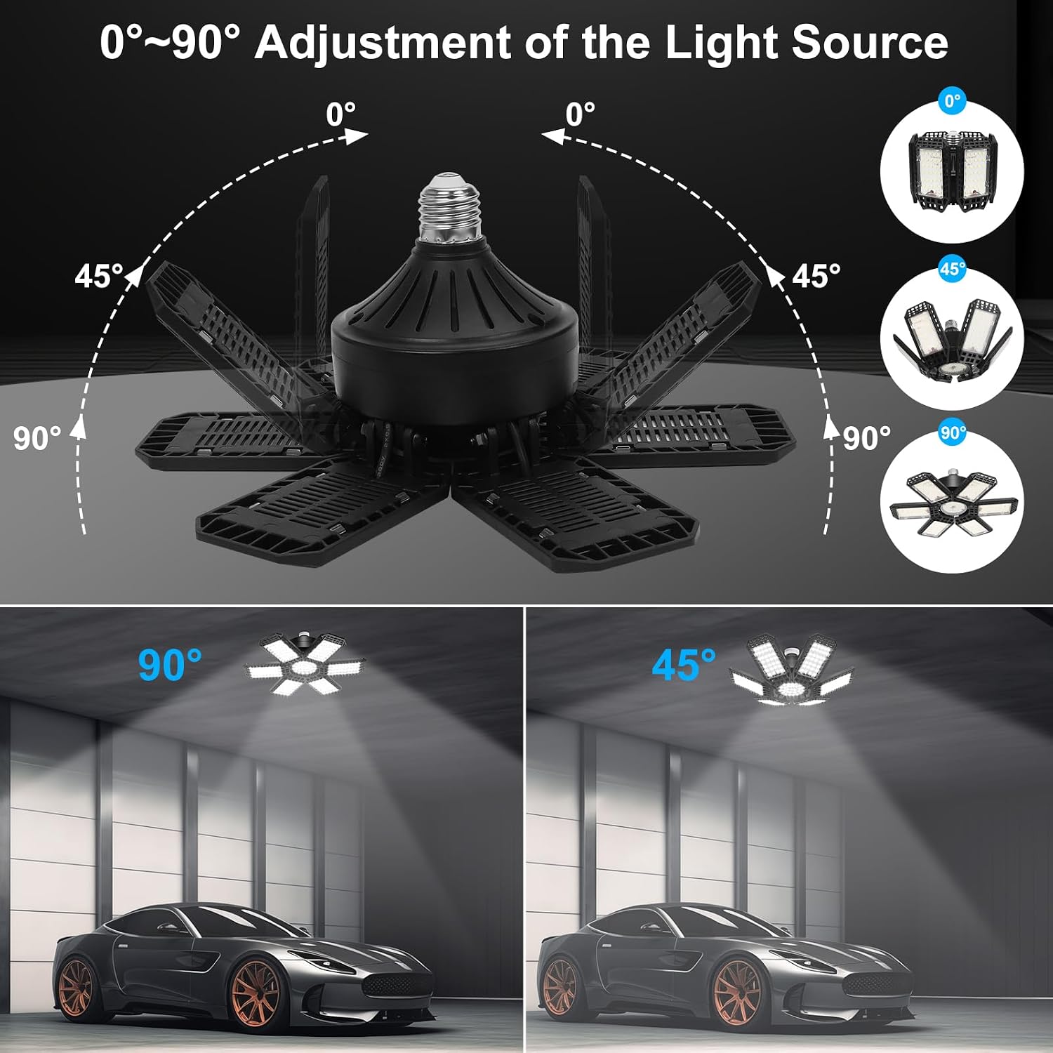 4-Pack Deformable LED Garage Lights