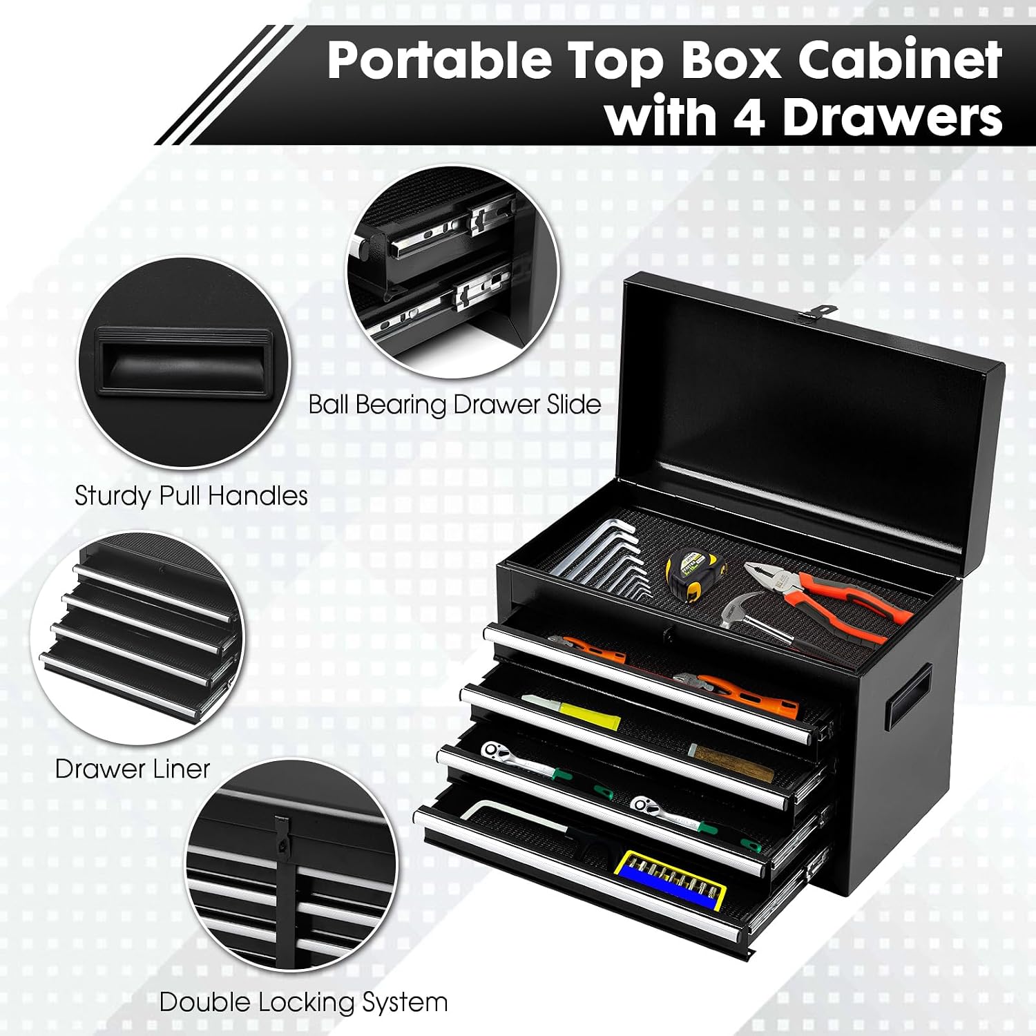 Black Rolling 5 Drawer Tool Chest