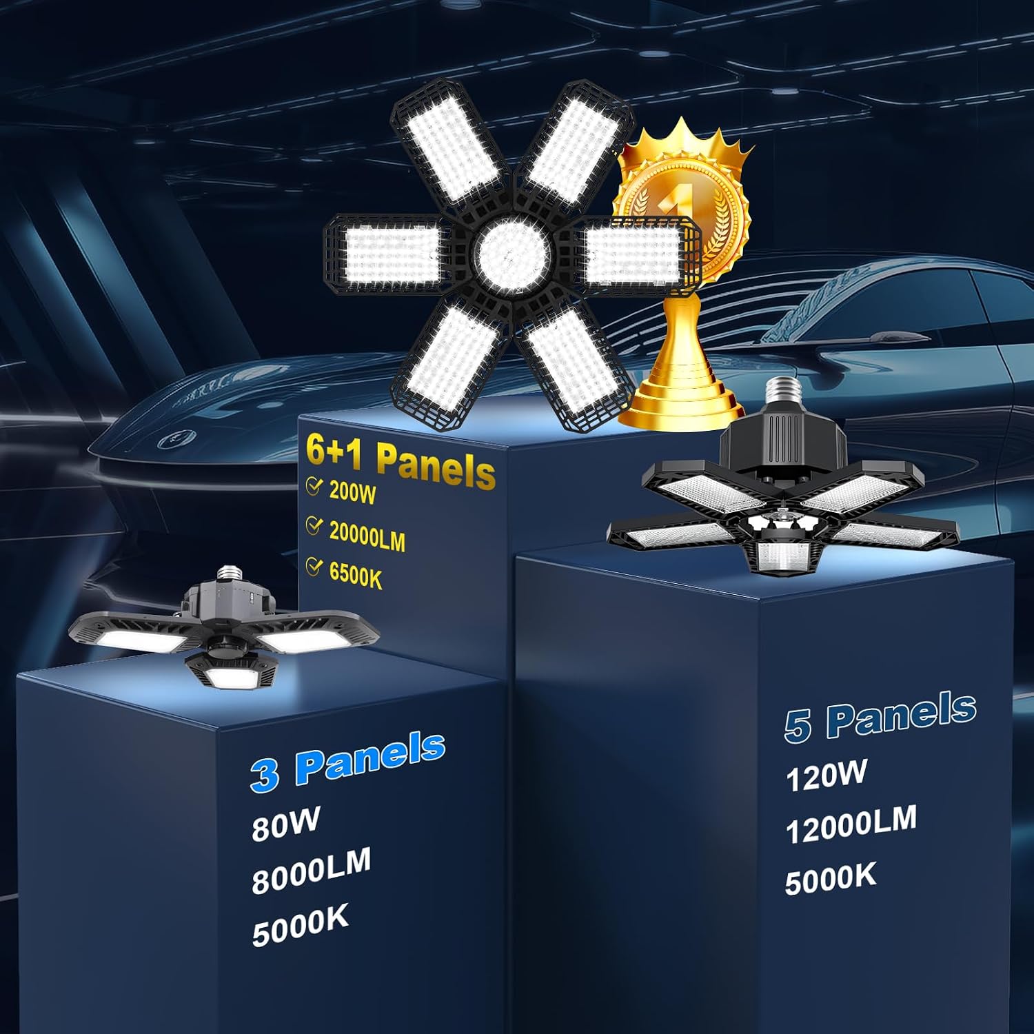 4-Pack Deformable LED Garage Lights