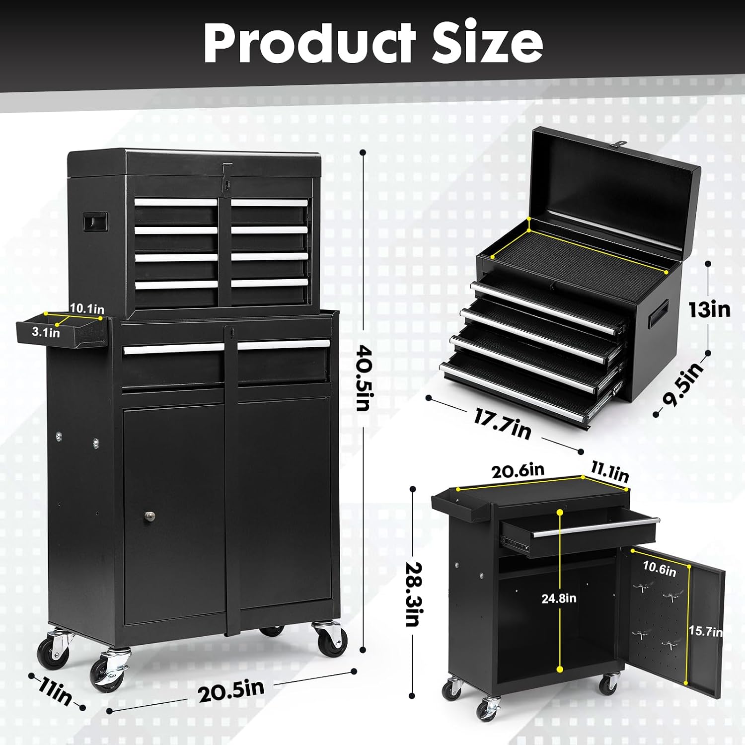 Black Rolling 5 Drawer Tool Chest