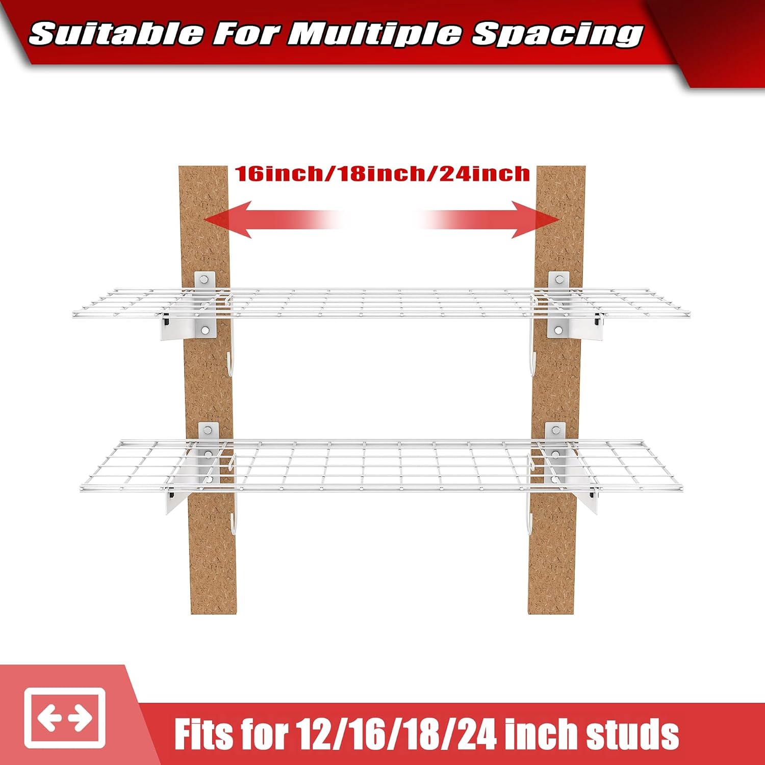 2 Pack White Heavy Duty Wall Mount Garage Floating Shelves