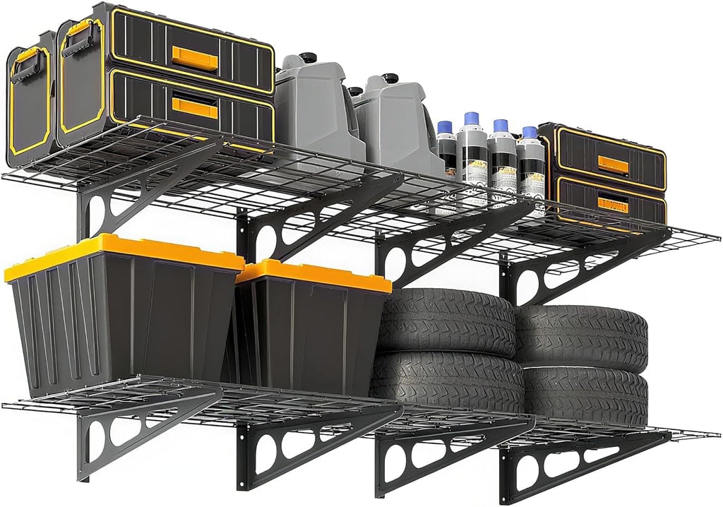 2pc Black Garage Wall Floating Storage Shelves