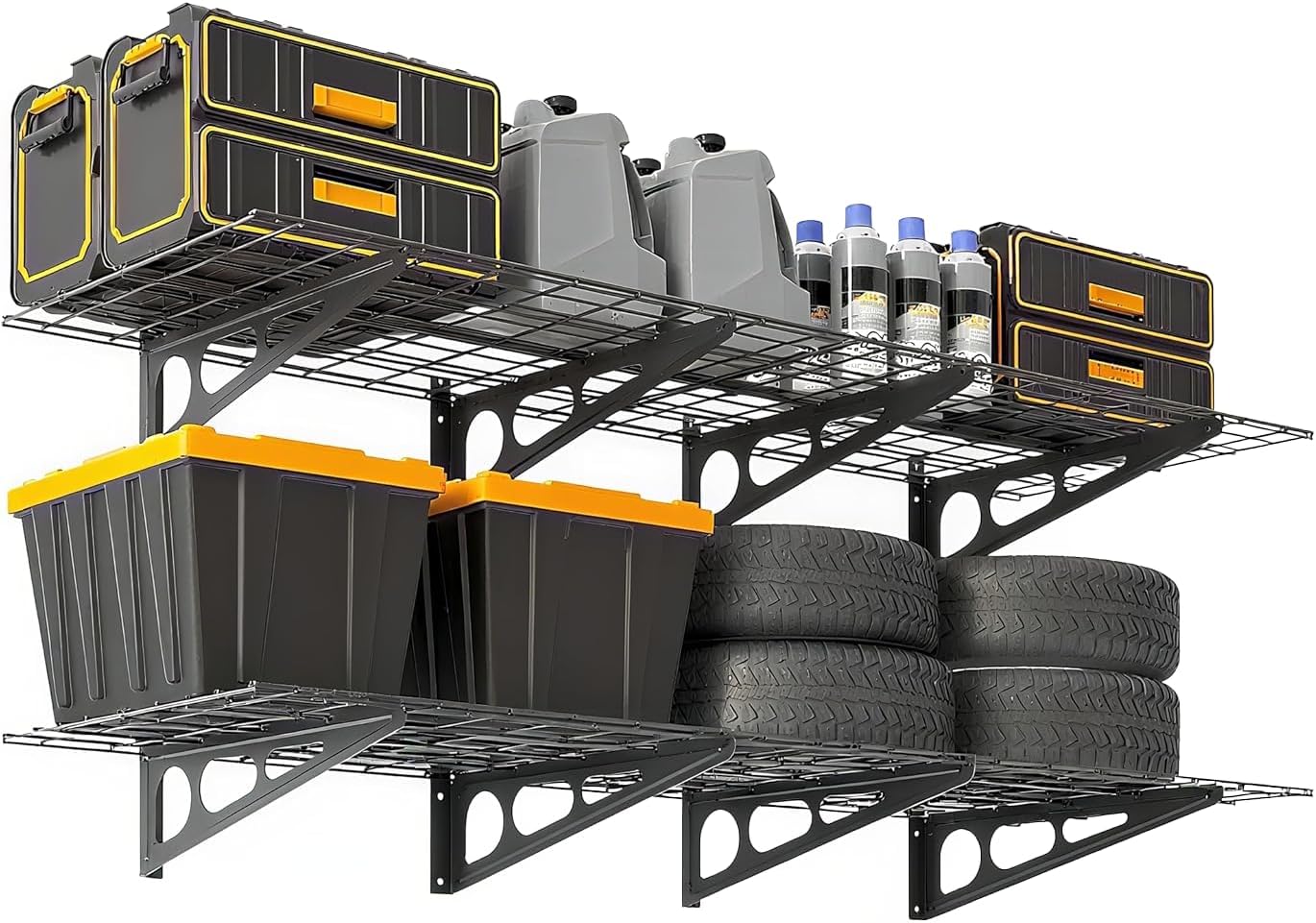 2pc Black Garage Wall Floating Storage Shelves
