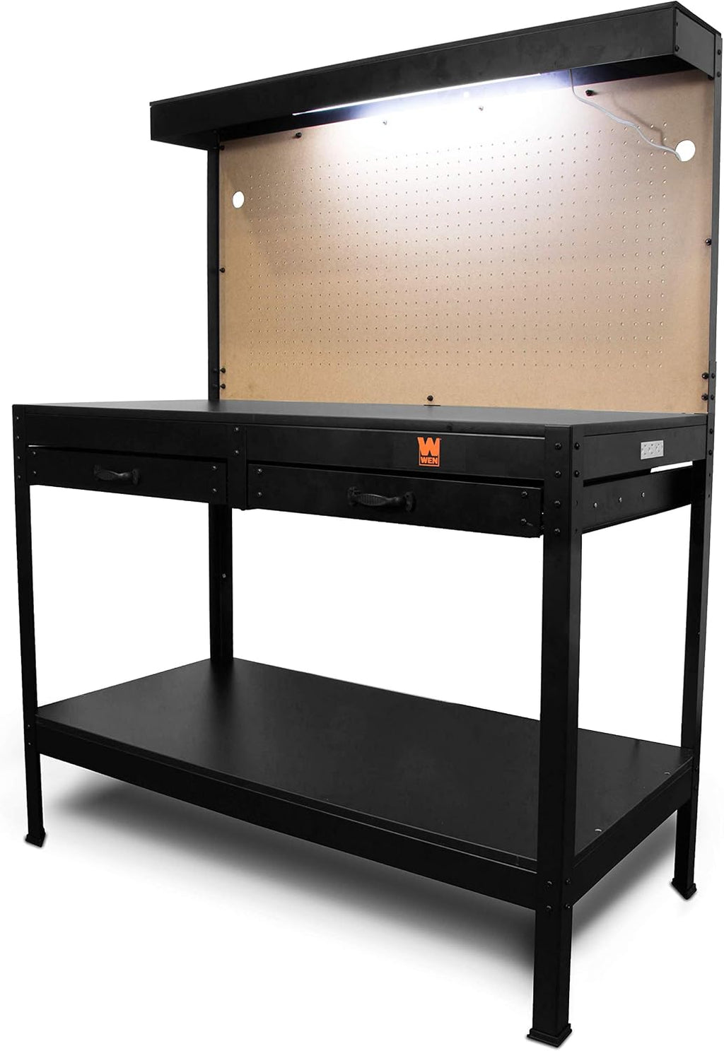 48 Inch Workbench with Power Outlets & Light, Black
