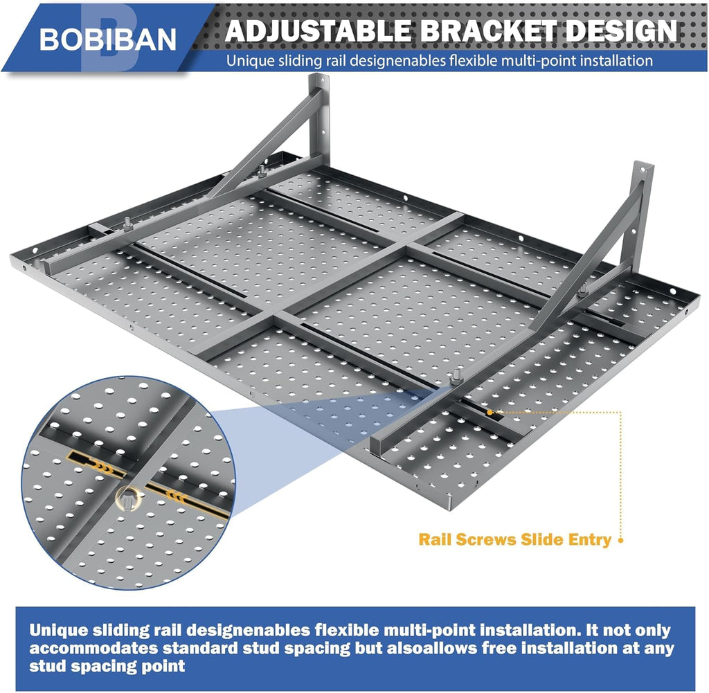 Gray Heavy Duty Wall Mount Garage Storage Shelves 2 Pack