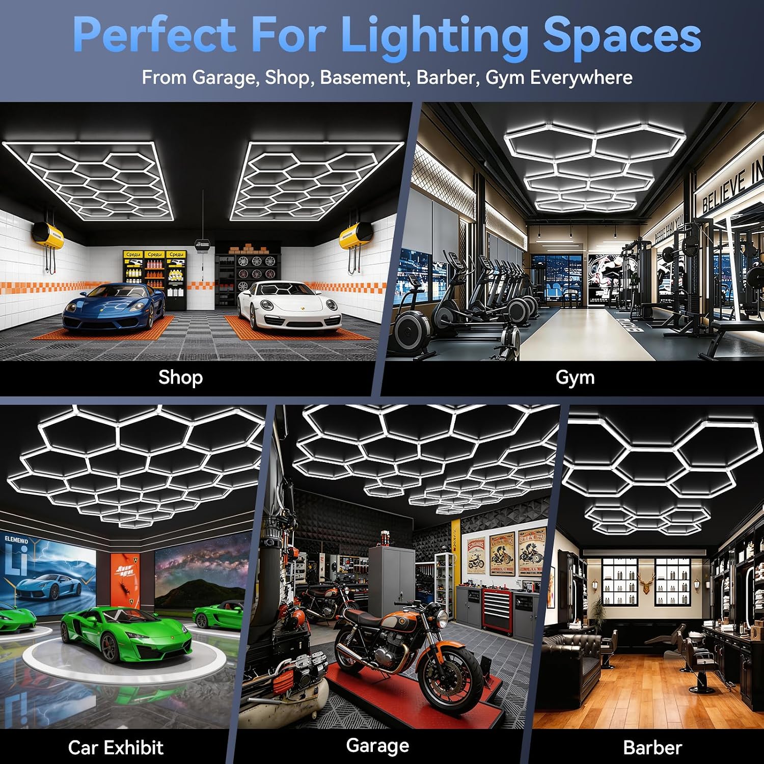 25 Pack Wide Hexagon LED Garage Lights