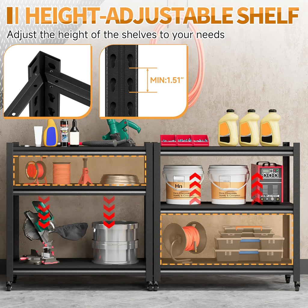 3-Tier Mobile Rolling Metal Workbench