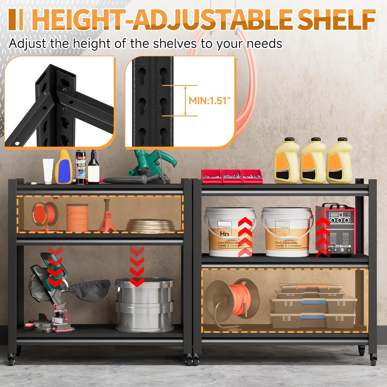 3-Tier Mobile Rolling Metal Workbench