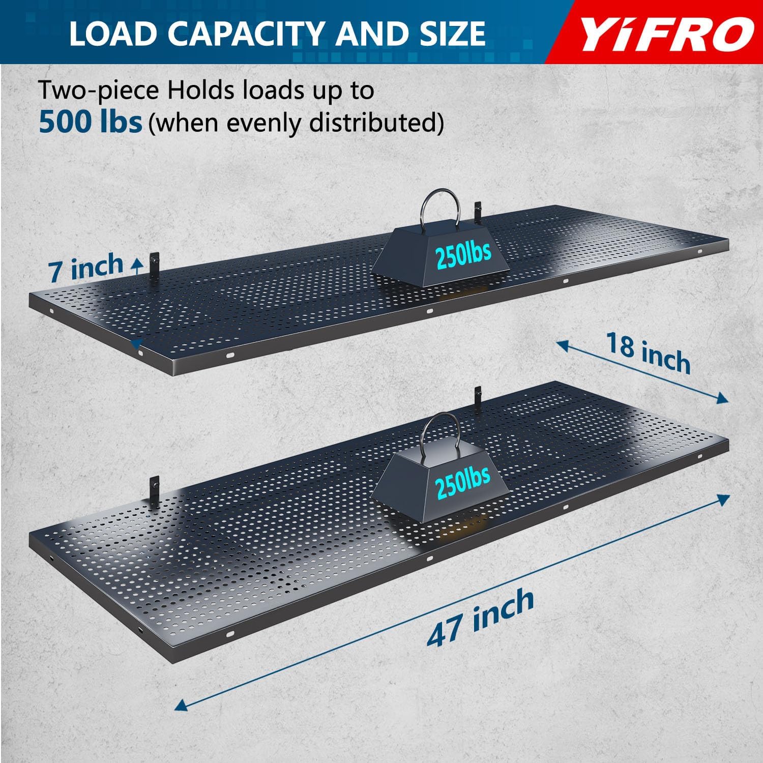 2pc Black Garage Wall Shelves with Hooks