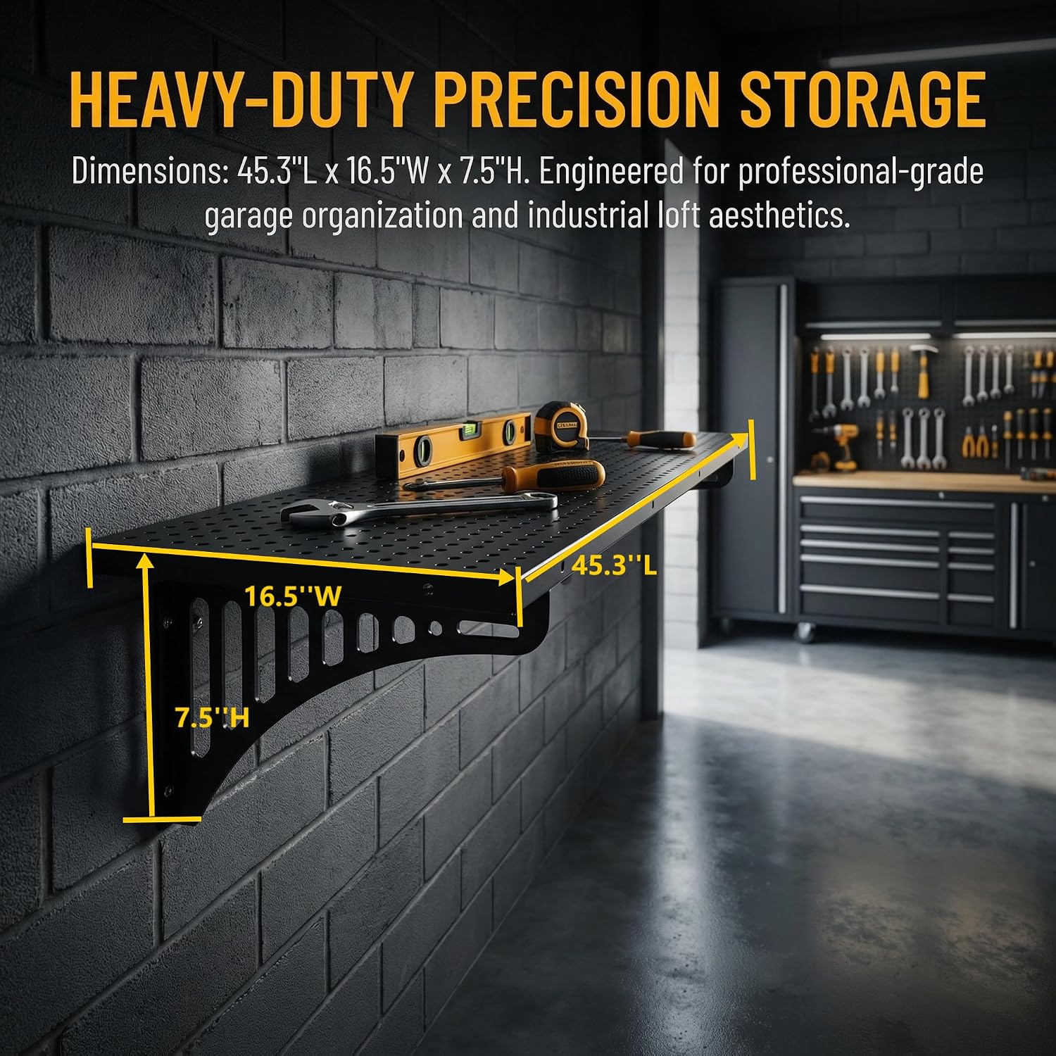 4 Pack Black Metal Garage Wall Storage Shelves with Hooks
