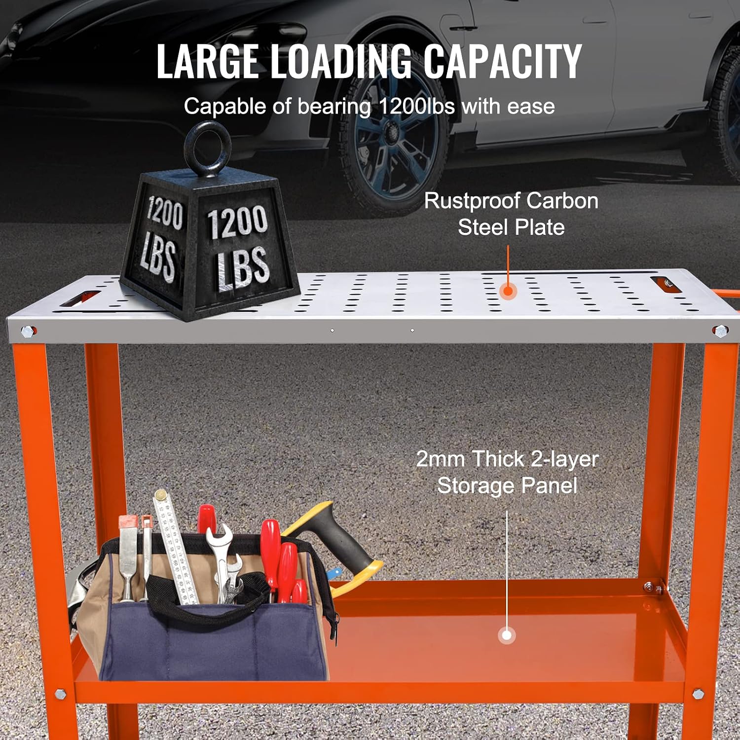 36×18 Inch Mobile Steel Welding Table 1200LBS