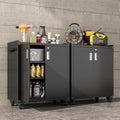 Black Rolling 2-Door Garage Storage Cabinet