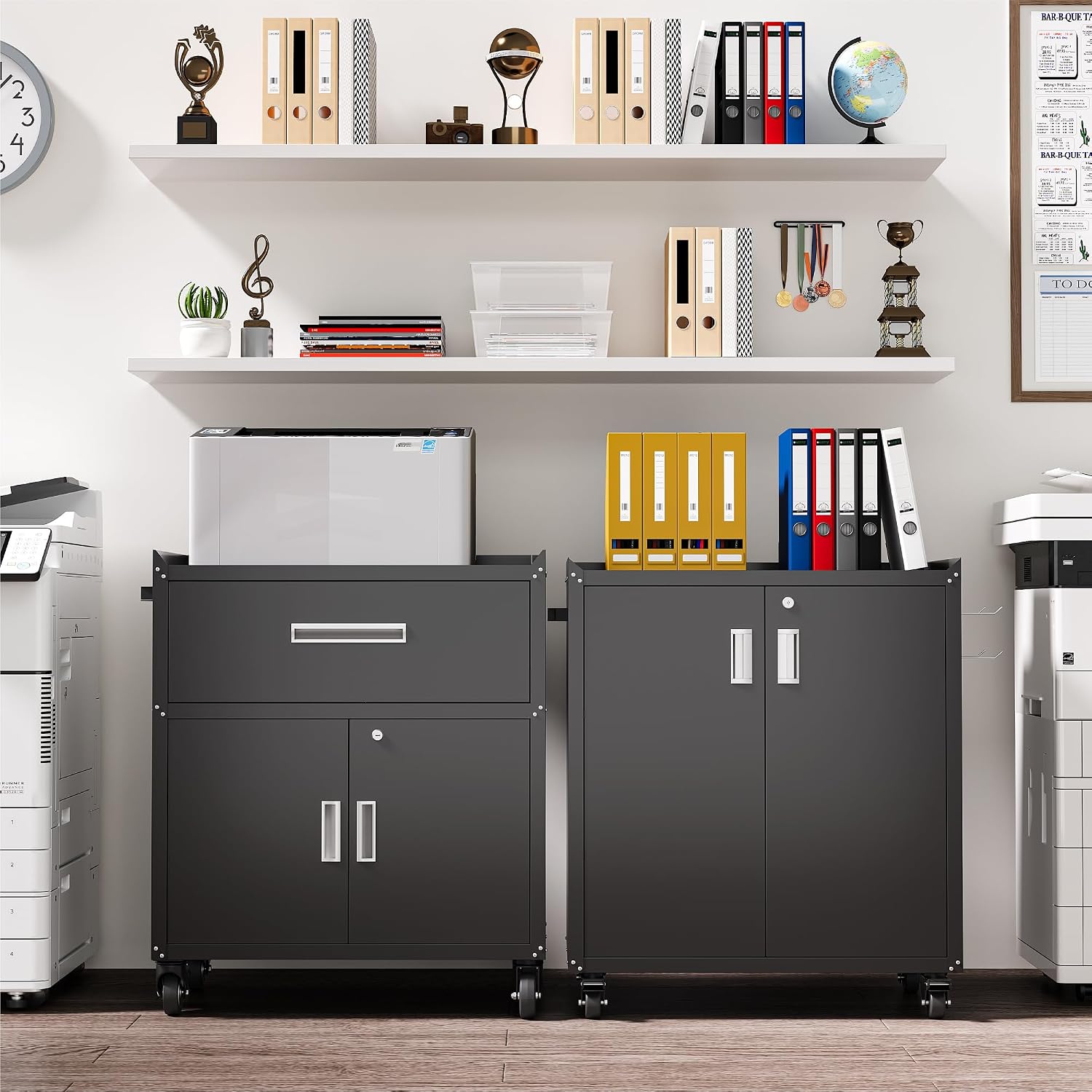 Black Rolling 2-Door Garage Storage Cabinet