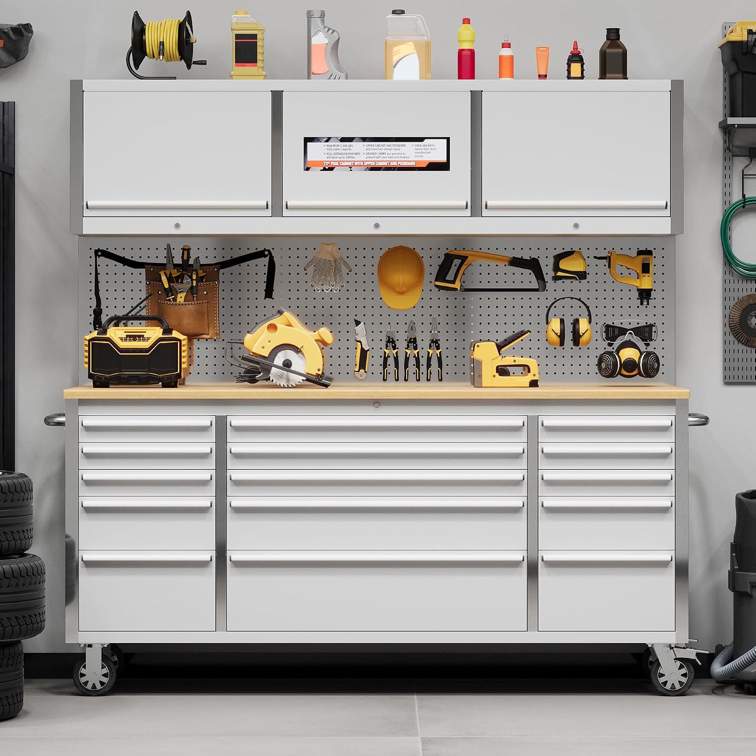 Silver 72" 15 Drawer Rolling Tool Chest