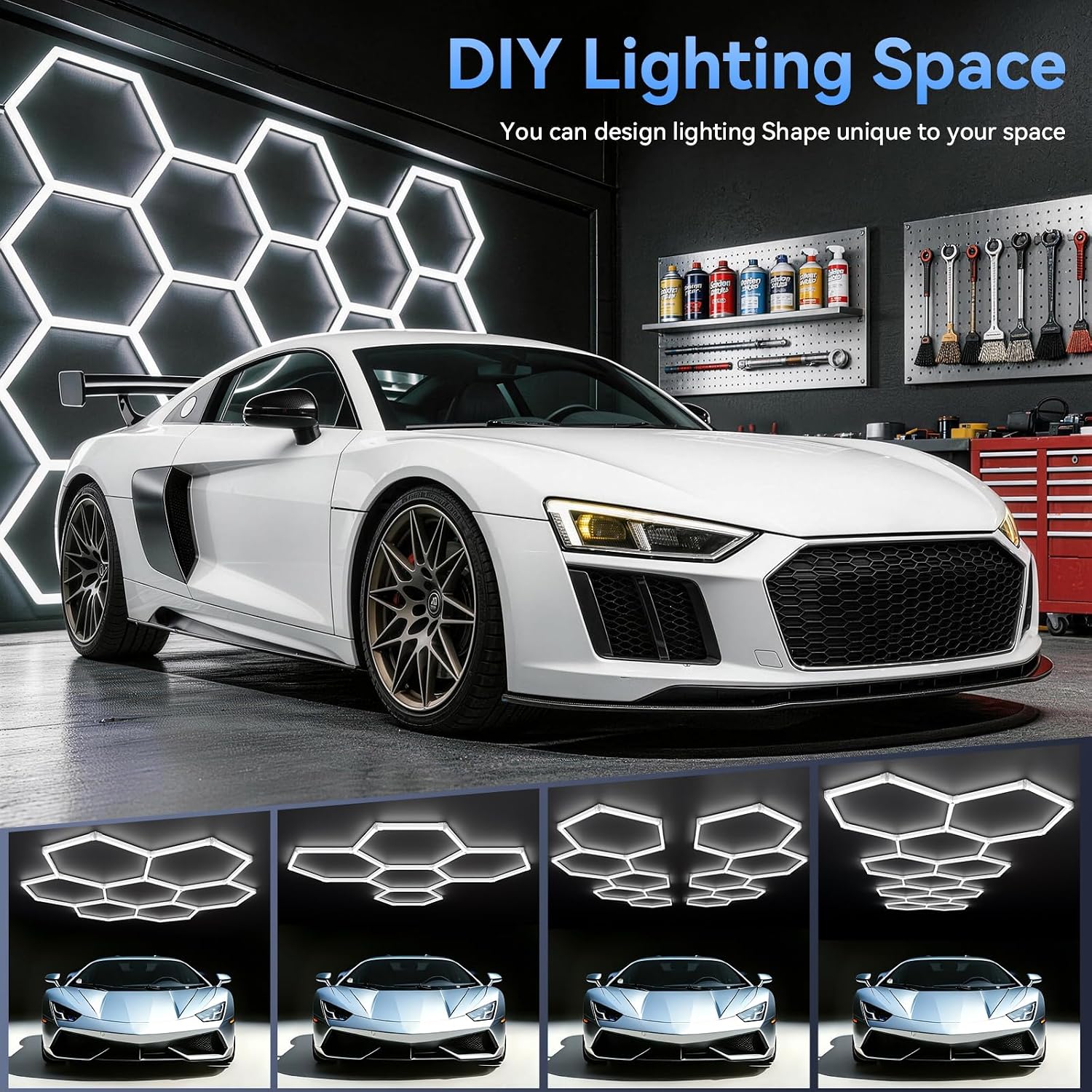 25 Pack Wide Hexagon LED Garage Lights