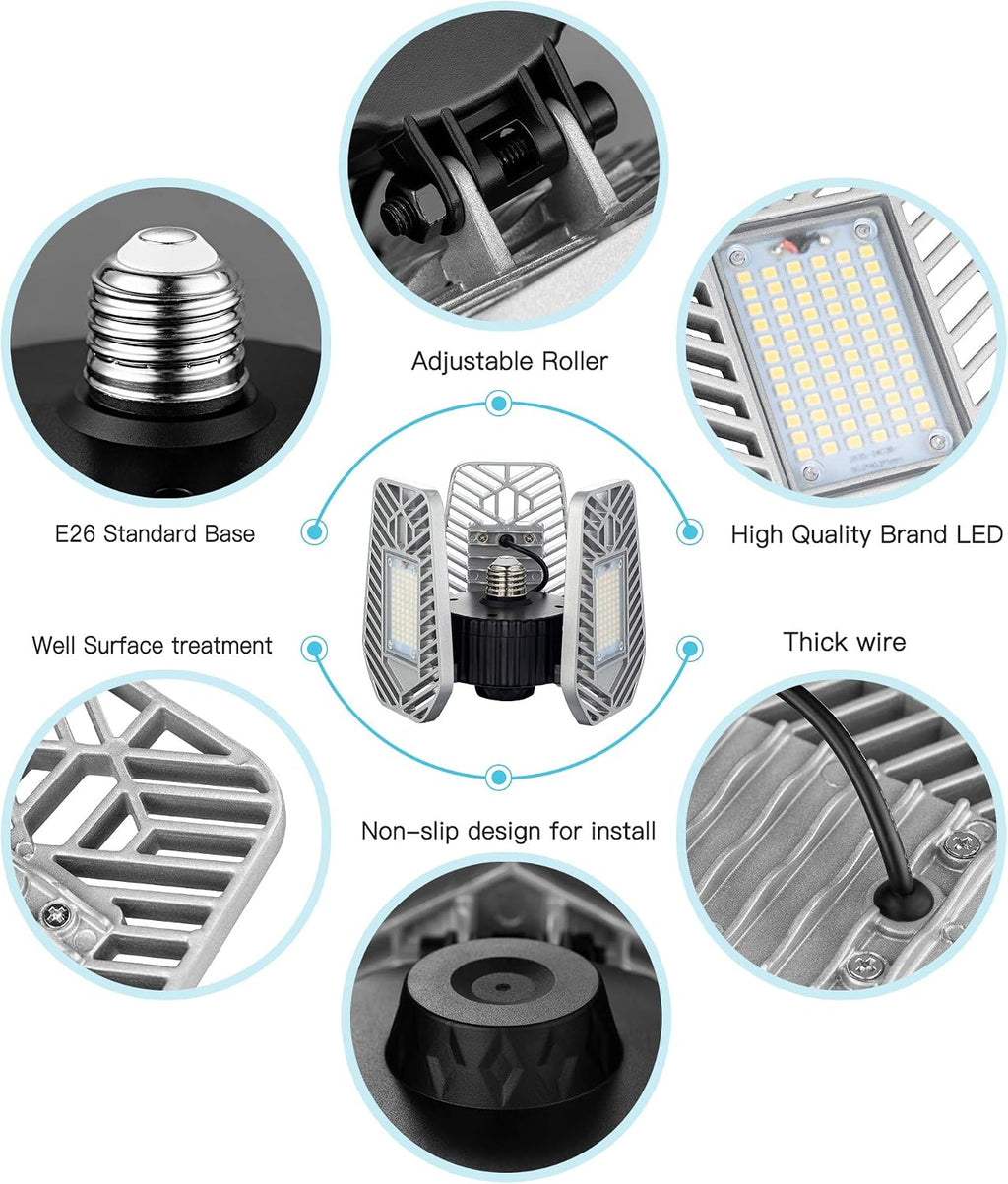 2-Pack Adjustable Deformable LED Garage Lights