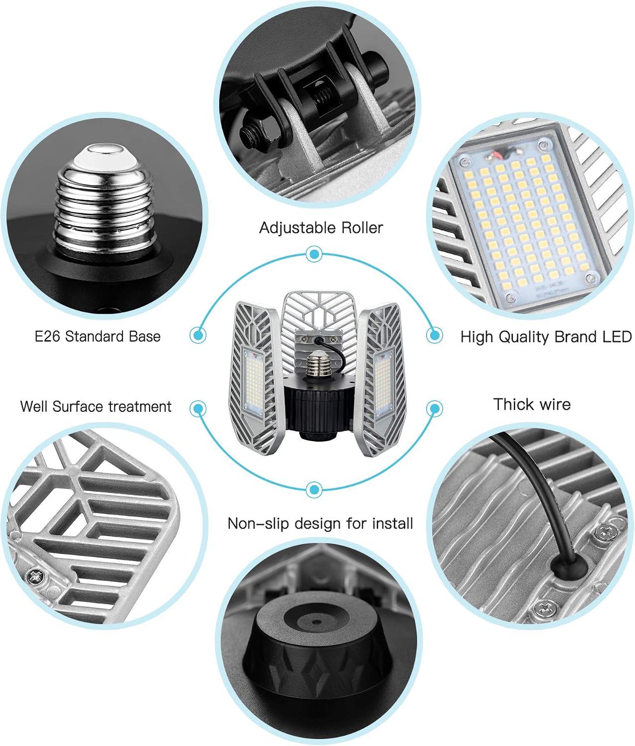 2-Pack Adjustable Deformable LED Garage Lights